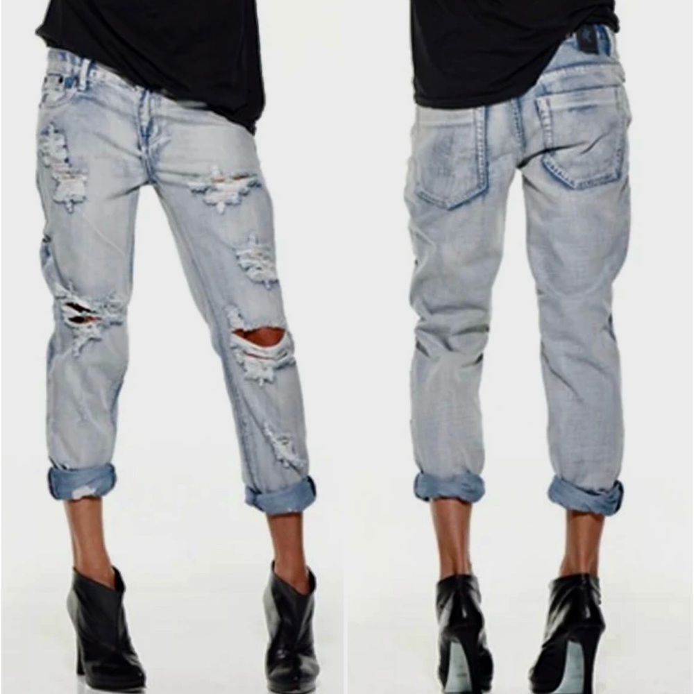 ONE TEASPOON Straight Leg Distressed Ripped Frayed  Jeans. Sz 27